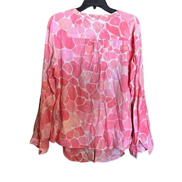Zac & Rachel Top Womens Large Multicolor Artsy Abstract Print Button Up Blouse - Picture 6 of 9